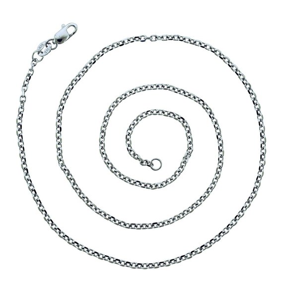 16" Cable Rolo Link Chain 14k White Gold Necklace - Picture 1 of 3